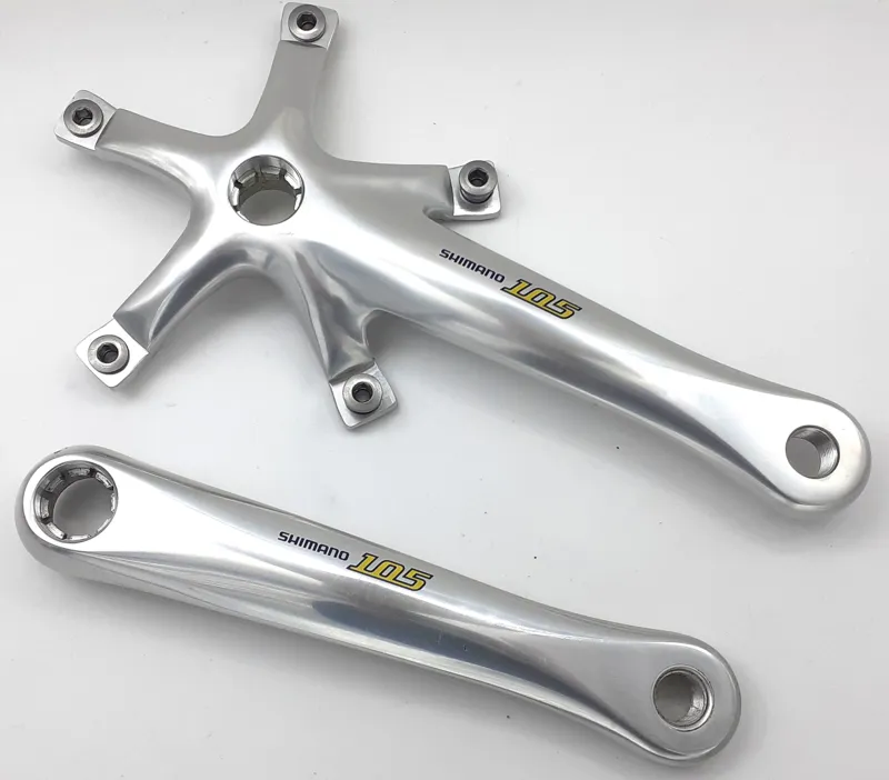 Shimano 105 5501 172.5mm Octalink Cranks Only in Silver Shop Soiled Missing Rings-1